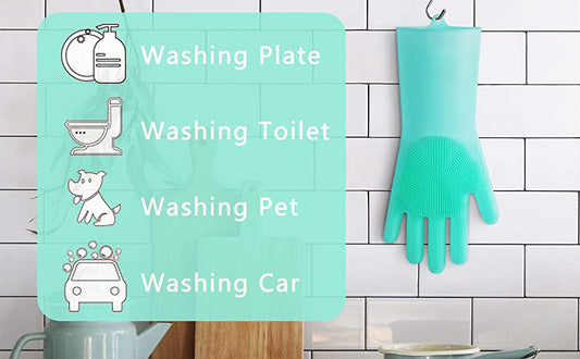 Kitchen Gloves For Winter – Reusable Rubber Silicone Household Safety Wash Scrubber
