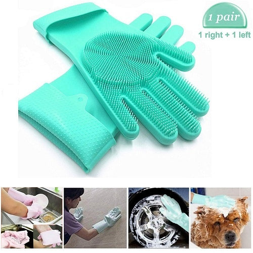 Kitchen Gloves For Winter – Reusable Rubber Silicone Household Safety Wash Scrubber