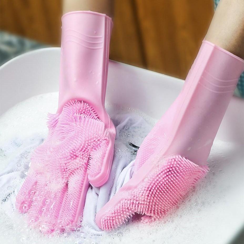 Kitchen Gloves For Winter – Reusable Rubber Silicone Household Safety Wash Scrubber