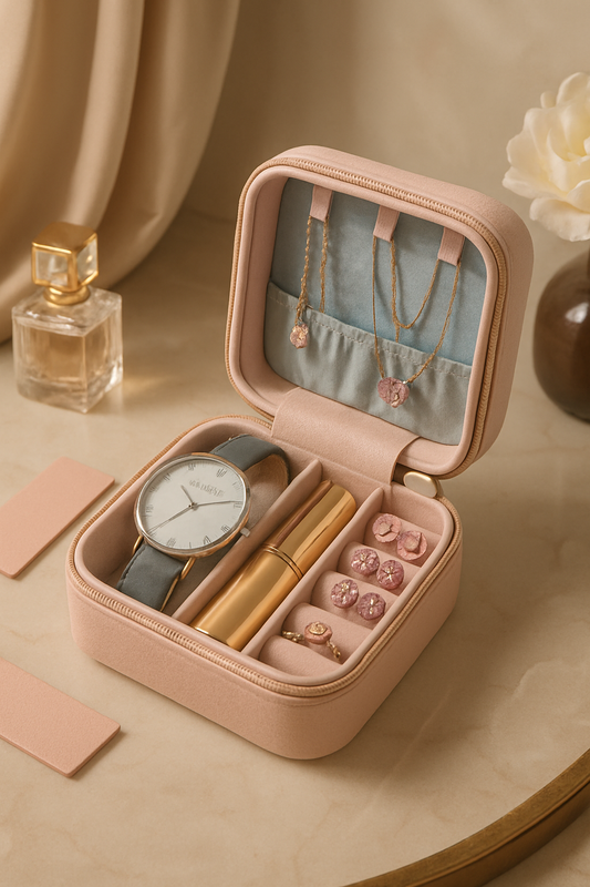 Premium Travel Jewelry Organizer Box – Compact, Elegant & Multi-Compartment Storage