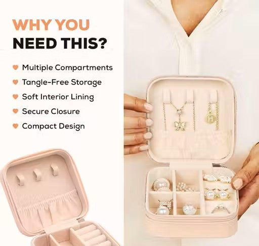 Premium Travel Jewelry Organizer Box – Compact, Elegant & Multi-Compartment Storage